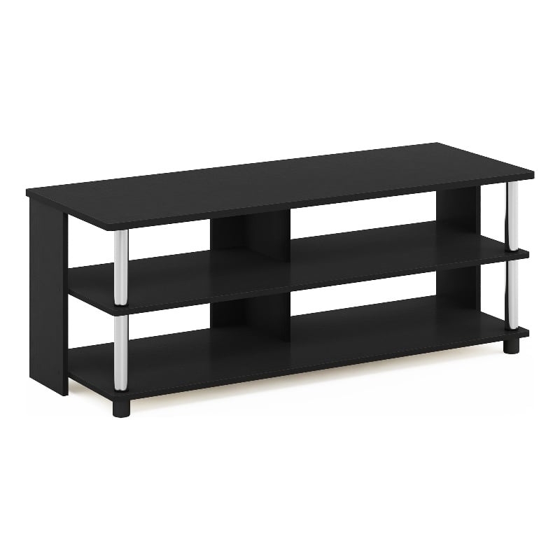 Pemberly Row 3-Tier TV Stand for TV up to 48 in Americano Stainless Steel Tubes