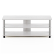 Pemberly Row 3-Tier TV Stand for TV up to 48 in White Oak Stainless Steel Tubes