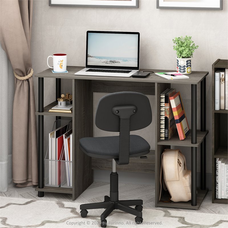 Pemberly Row Engineered Wood Compact Computer/Study Desk in Oak Gray/Black