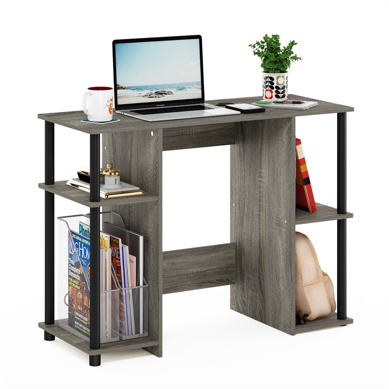 Pemberly Row Engineered Wood Compact Computer/Study Desk in Oak Gray/Black