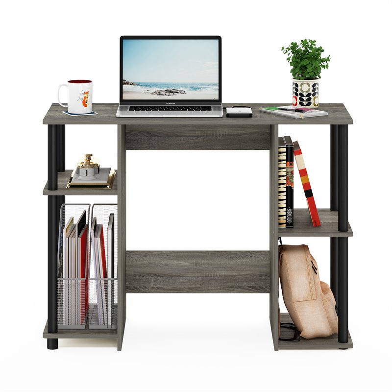 Pemberly Row Engineered Wood Compact Computer/Study Desk in Oak Gray/Black