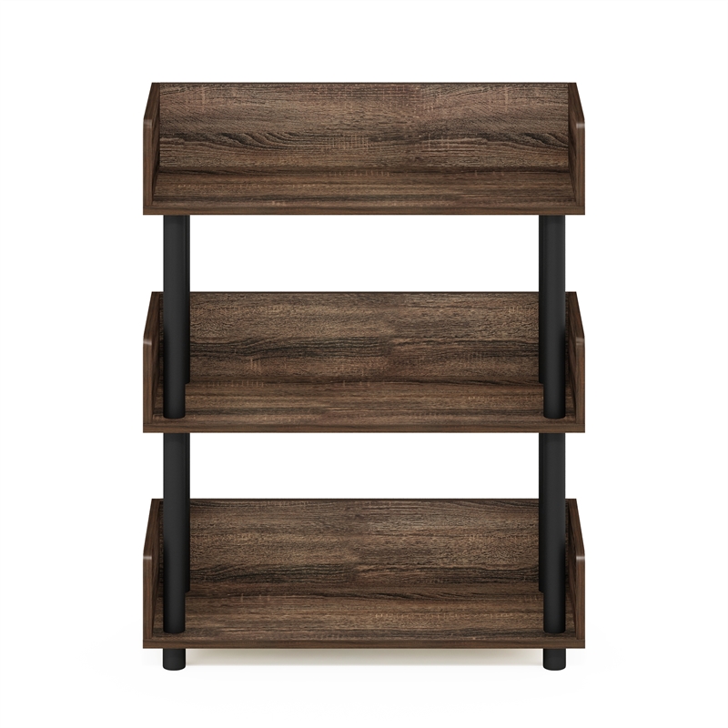 Pemberly Row Turn-N-Tube 3-Tier Freestanding Multipurpose Display Rack in Walnut