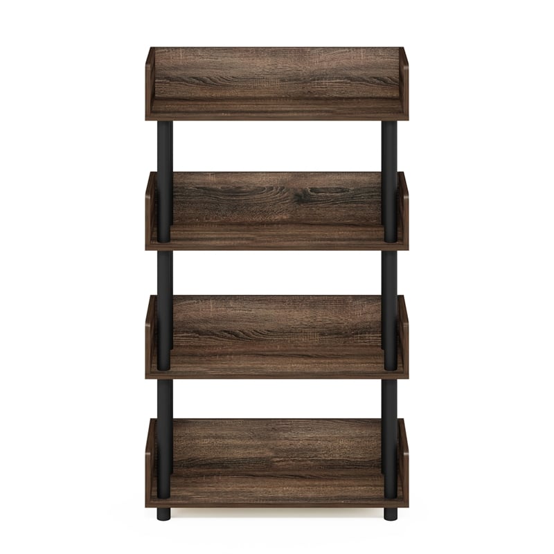 Pemberly Row Turn-N-Tube 4-Tier Freestanding Multipurpose Display Rack in Walnut