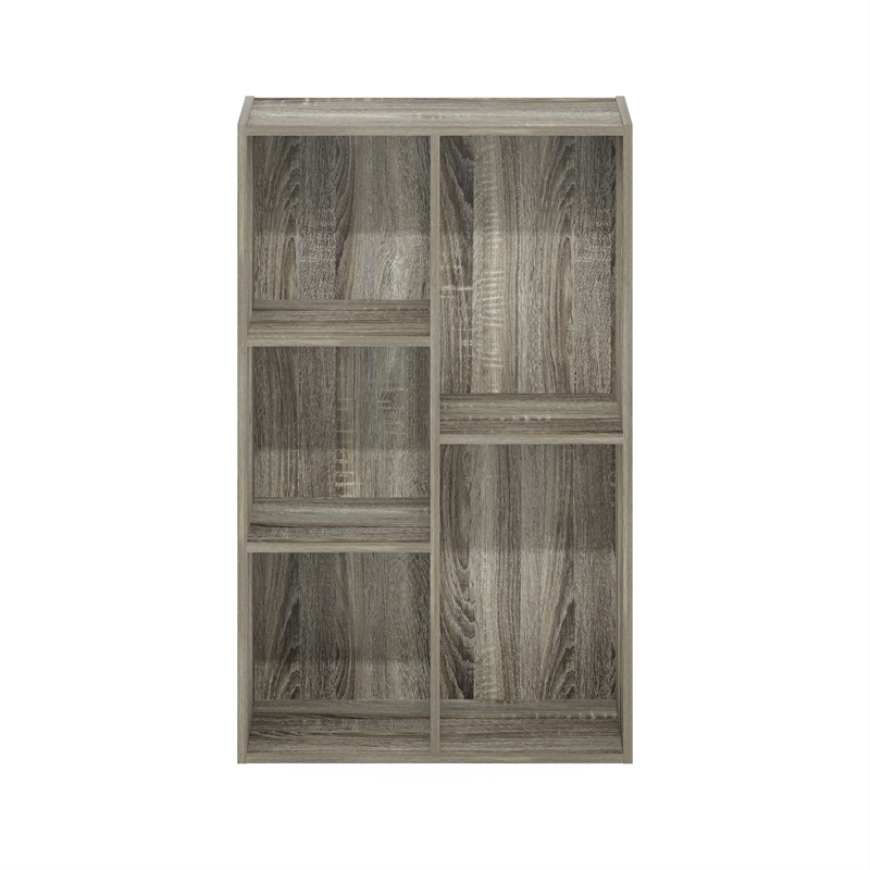 Pemberly Row Contemporary 5-Cube Reversible Open Shelf in French Oak