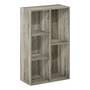 Pemberly Row Contemporary 5-Cube Reversible Open Shelf in French Oak