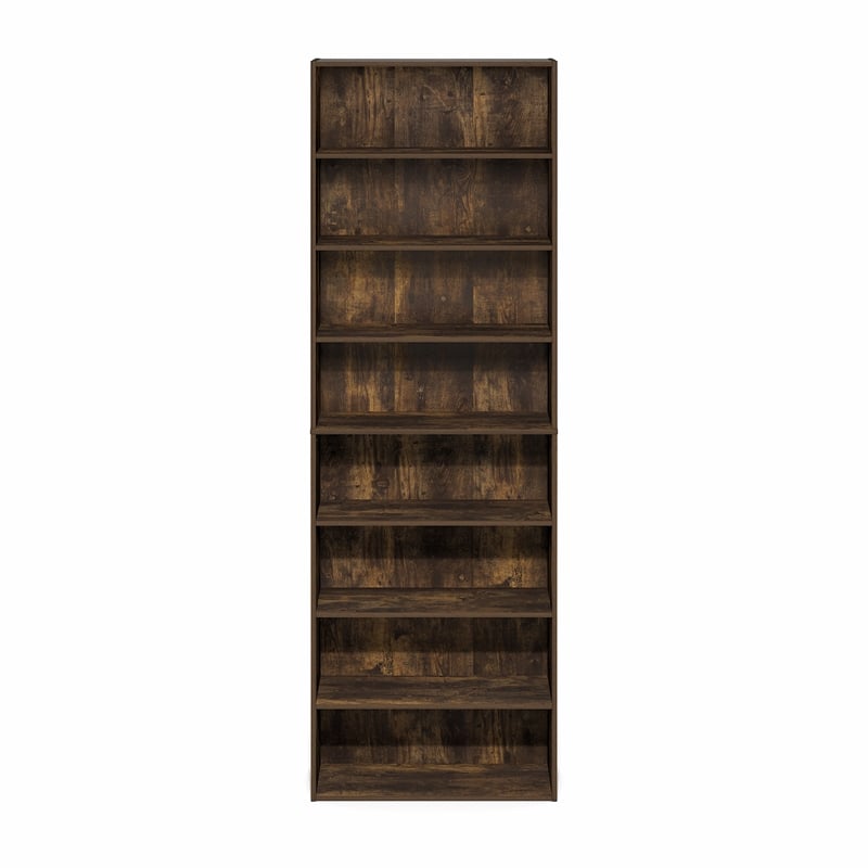 Pemberly Row 8-Tier Open Shelf Bookcase 12x24x71-inches in Amber Pine