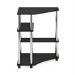 Pemberly Row Corner Desk with Shelves in Americano with Stainless Steel Tubes