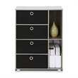 Pemberly Row Wood Storage Cabinet with Bin Drawers in French Oak Gray/Black