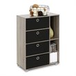 Pemberly Row Wood Storage Cabinet with Bin Drawers in French Oak Gray/Black