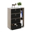 Pemberly Row Wood Storage Cabinet with Bin Drawers in French Oak Gray/Black