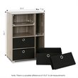 Pemberly Row Wood Storage Cabinet with Bin Drawers in French Oak Gray/Black
