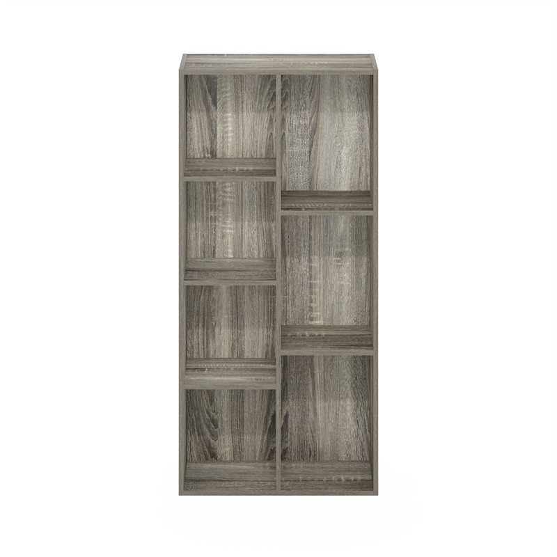 Pemberly Row Contemporary 7-Cube Reversible Open Shelf in French Oak