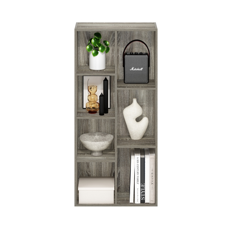 Pemberly Row Contemporary 7-Cube Reversible Open Shelf in French Oak