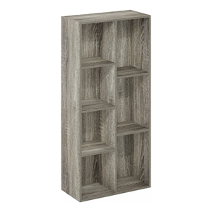 Pemberly Row Contemporary 7-Cube Reversible Open Shelf in French Oak