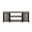 Pemberly Row TV Stand with Shelves and Storage in French Oak/Black