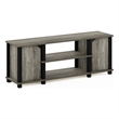 Pemberly Row TV Stand with Shelves and Storage in French Oak/Black