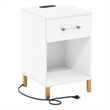 Pemberly Row End Table with USB Type-C Charging Station in White