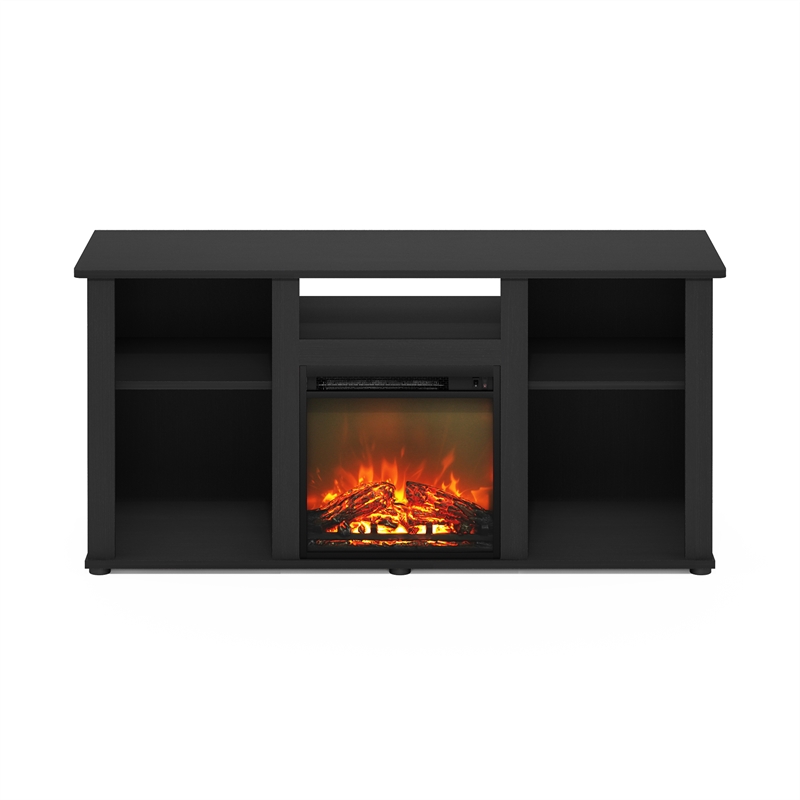 Pemberly Row Fireplace TV Entertainment Center with Open Storage Americano
