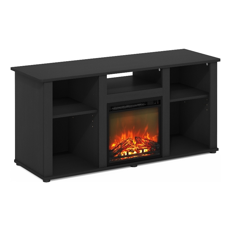 Pemberly Row Fireplace TV Entertainment Center with Open Storage Americano