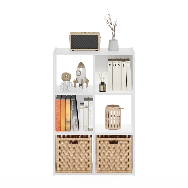 Pemberly Row Contemporary Cubic Storage Cabinet in 3x2 in White