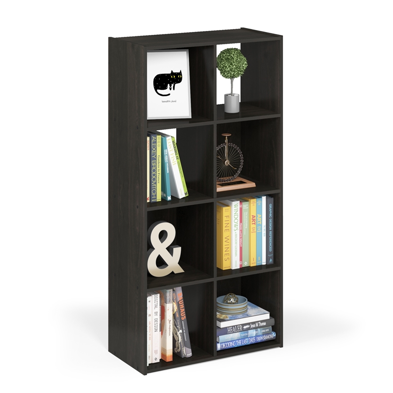 Pemberly Row Contemporary Cubic Storage Cabinet in 4x2 in Espresso
