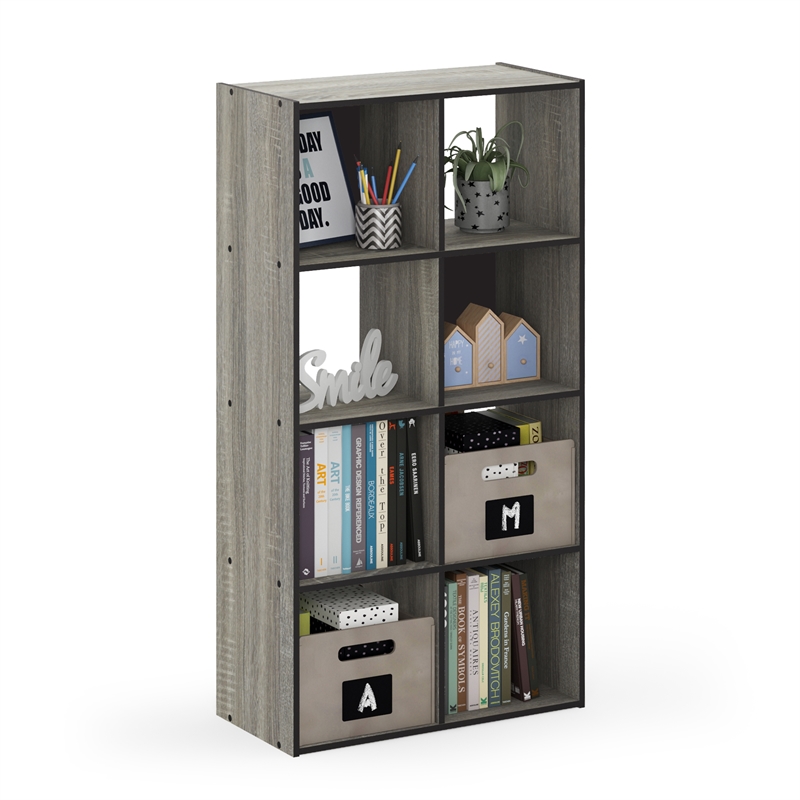 Pemberly Row Contemporary Cubic Storage Cabinet in 4x2 in French Oak