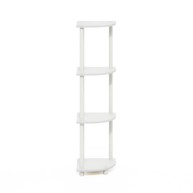 Pemberly Row Turn-N-Tube 4-Tier Corner Display White Rack Multipurpose Shelving