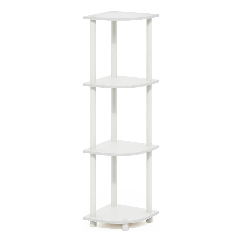 Pemberly Row Turn-N-Tube 4-Tier Corner Display White Rack Multipurpose Shelving