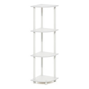 Pemberly Row Turn-N-Tube 4-Tier Corner Display White Rack Multipurpose Shelving