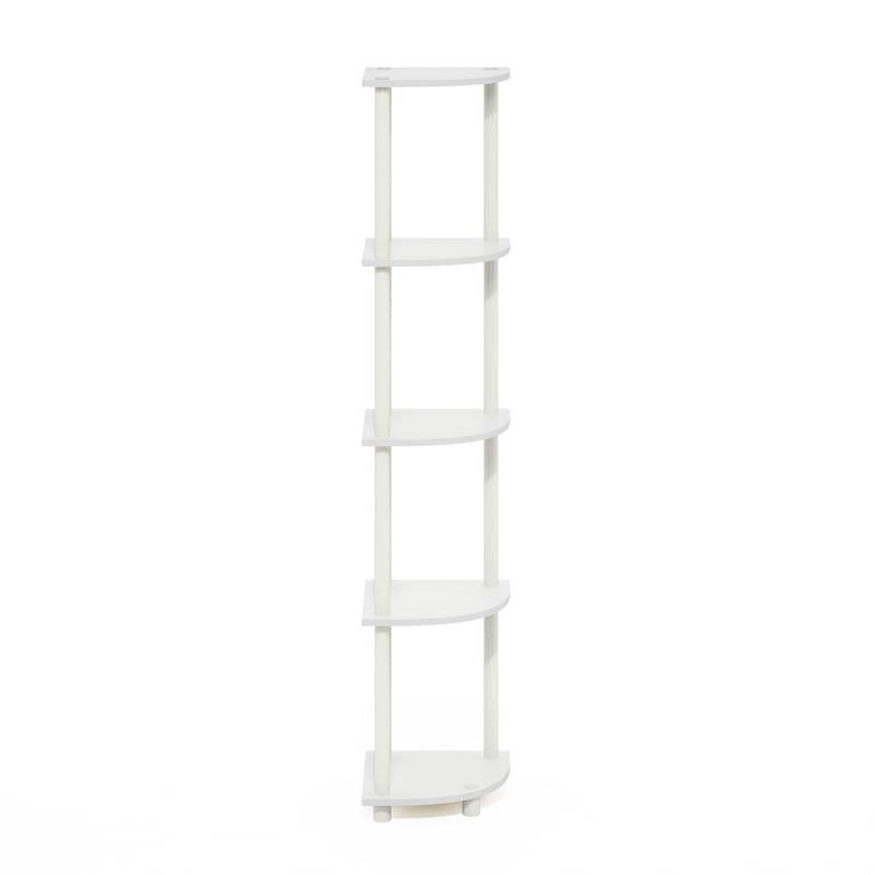 Pemberly Row Turn-N-Tube 5-Tier Corner Display White Rack Multipurpose Shelving