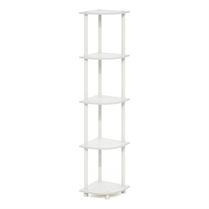 Pemberly Row Turn-N-Tube 5-Tier Corner Display White Rack Multipurpose Shelving