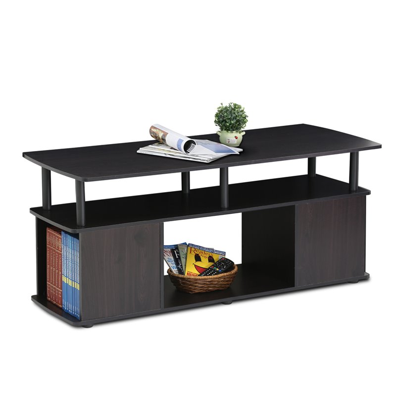 Pemberly Row Contemporary Engineered Wood Coffee Table in Black