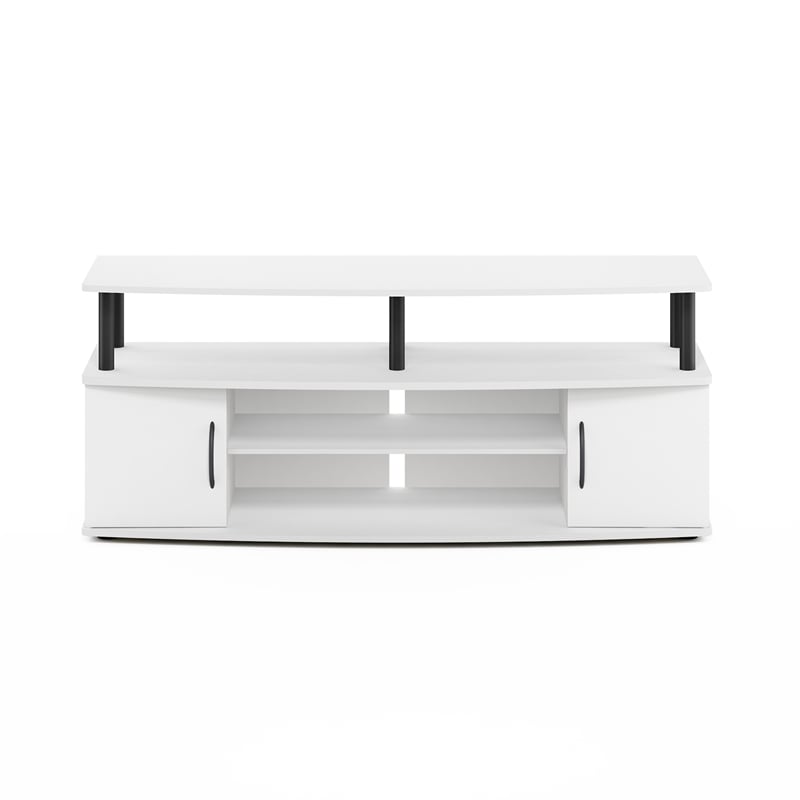 Pemberly Row Large Entertainment Center Hold up to 55-IN TV in White/Black