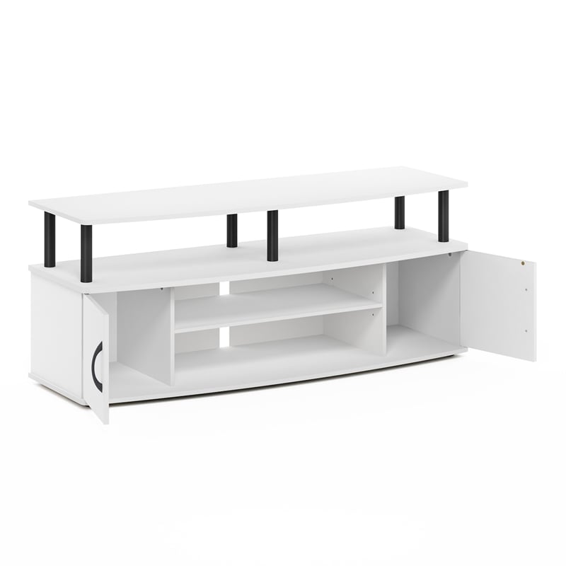 Pemberly Row Large Entertainment Center Hold up to 55-IN TV in White/Black