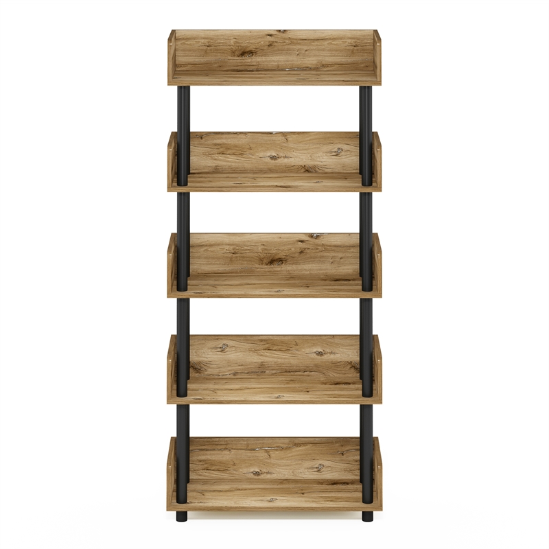 Pemberly Row Turn-N-Tube 4-Tier Freestanding Multipurposes Flagstaff Oak/Black