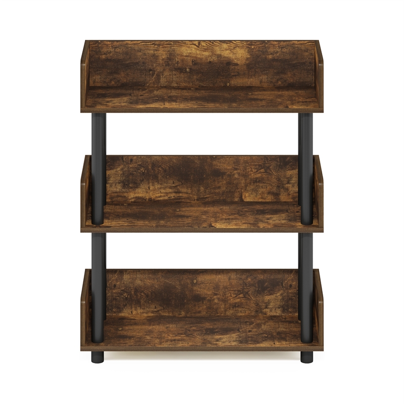 Pemberly Row 3-Tier Freestanding Multipurpose Display in Amber Pine/Black
