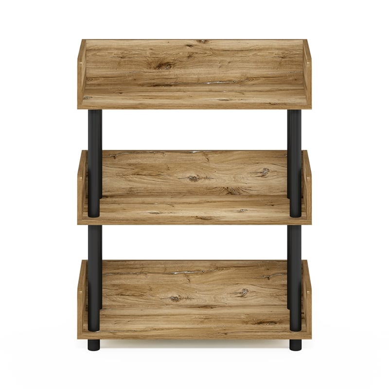 Pemberly Row Turn-N-Tube 3-Tier Freestanding Multipurposes Flagstaff Oak/Black