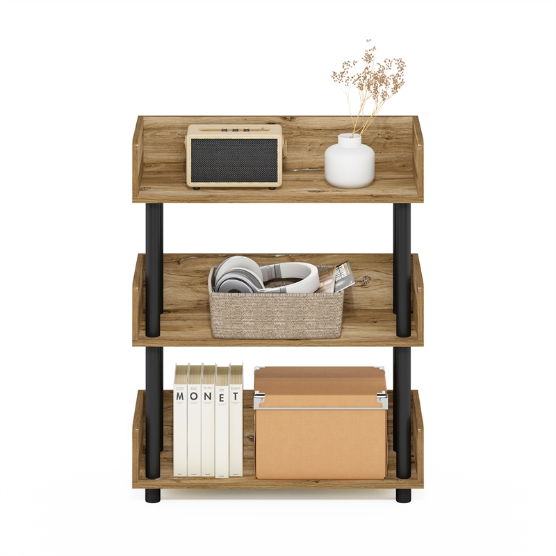 Pemberly Row Turn-N-Tube 3-Tier Freestanding Multipurposes Flagstaff Oak/Black