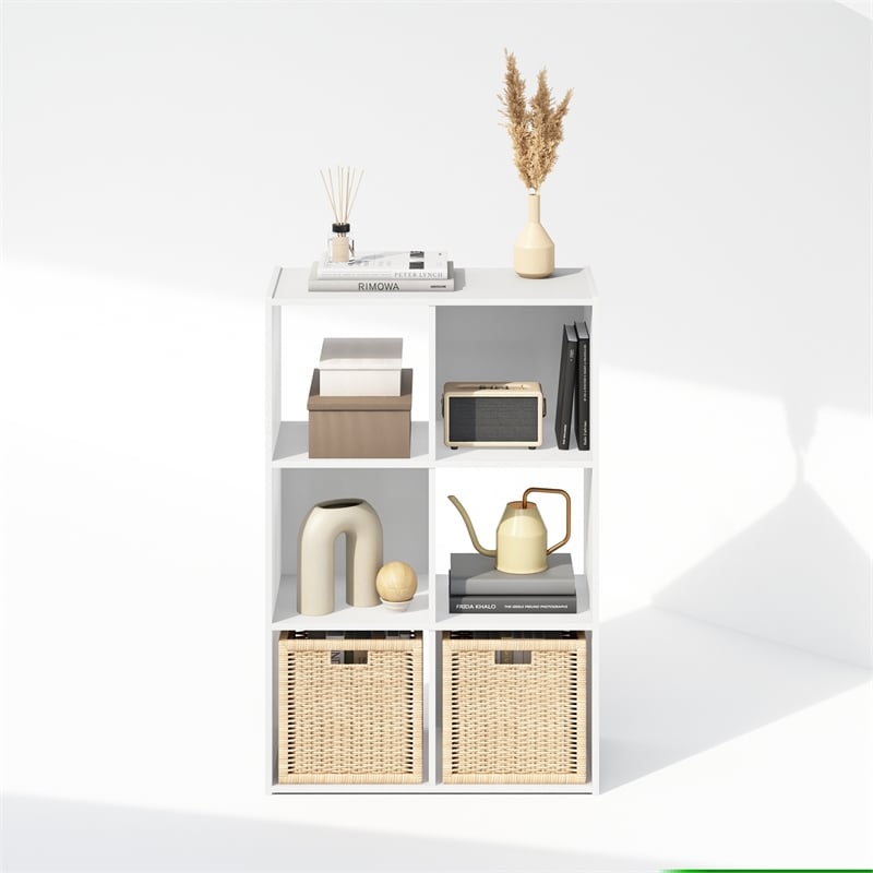 Pemberly Row Cubic Storage Cabinet in Bookcase in Bookshelf in 6-Cube in White