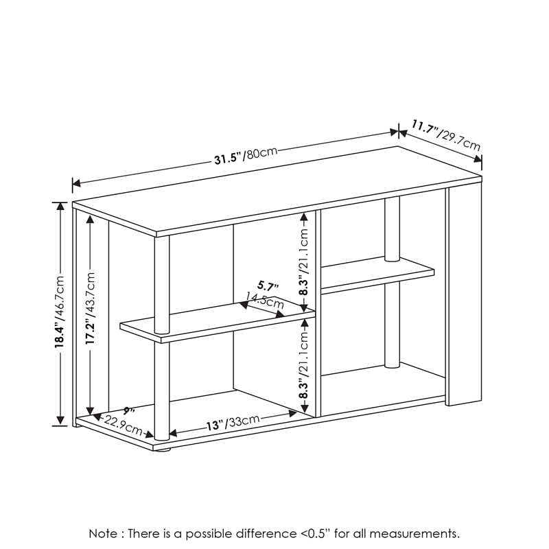 Pemberly Row Narrow Coffee Table with Shelves in Espresso/Black