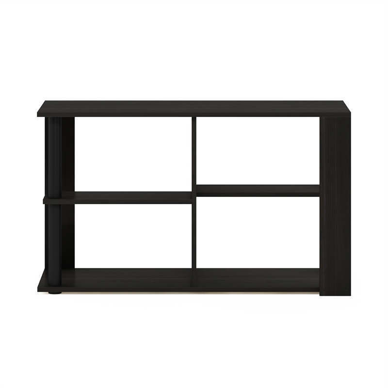 Pemberly Row Narrow Coffee Table with Shelves in Espresso/Black