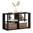 Pemberly Row Narrow Coffee Table with Shelves in Espresso/Black