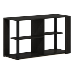 Pemberly Row Narrow Coffee Table with Shelves in Espresso/Black