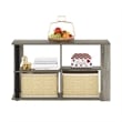 Pemberly Row Narrow Coffee Table with Shelves in French Oak/Black
