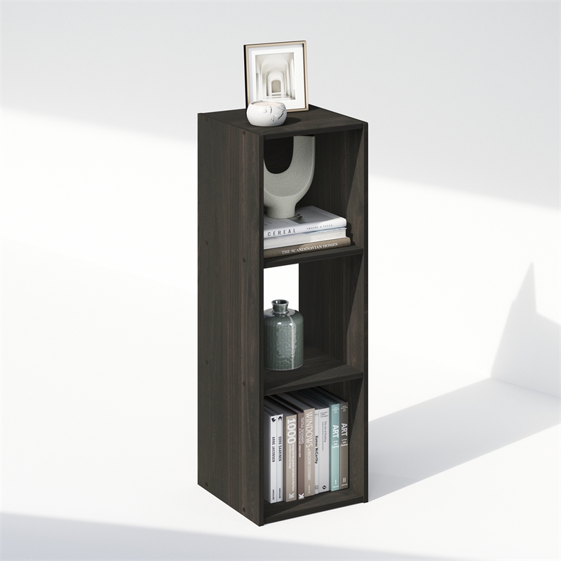Pemberly Row Cubic Storage Cabinet in Bookcase in Bookshelf in 3-Cube Espresso