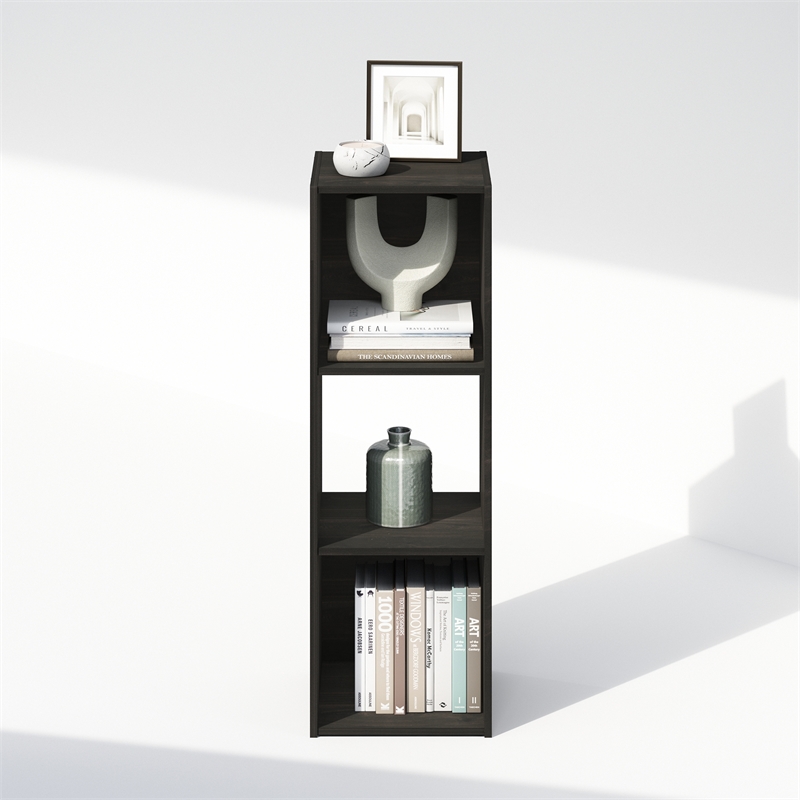 Pemberly Row Cubic Storage Cabinet in Bookcase in Bookshelf in 3-Cube Espresso
