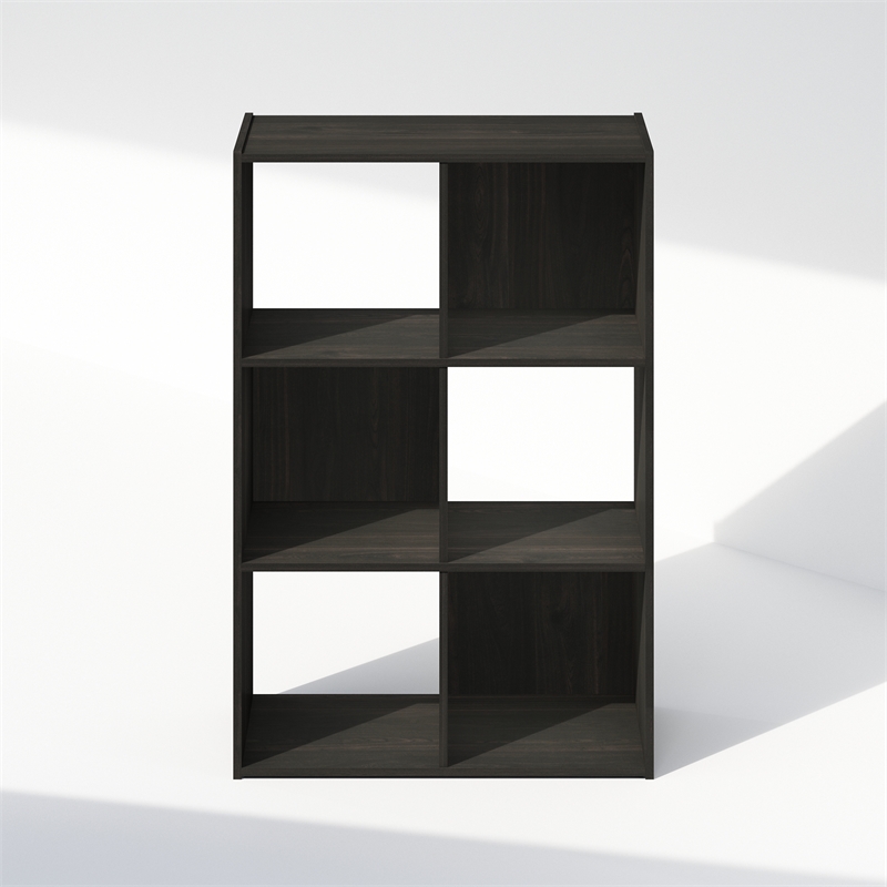 Pemberly Row Cubic Storage Cabinet in Bookcase in Bookshelf in 6-Cube Espresso