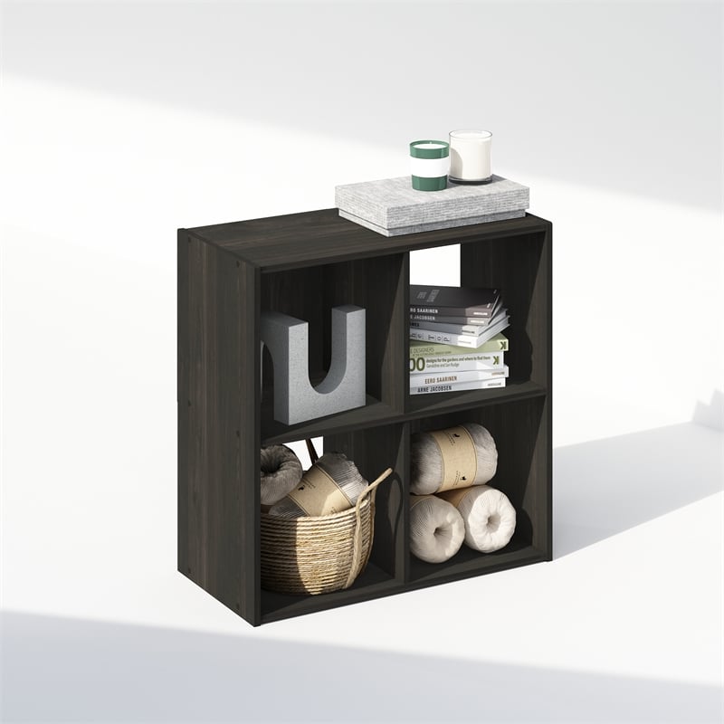 Pemberly Row Cubic Storage Cabinet in Bookcase in Bookshelf in 4-Cube Espresso
