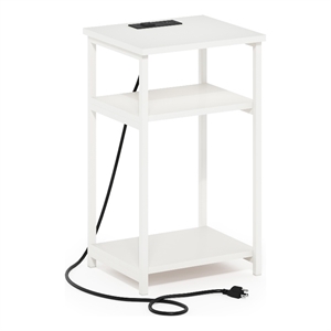 Pemberly Row 3-Tier Metal Frame Open Storage Side Table in End White