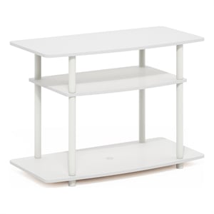 Pemberly Row Contemporary Turn-N-Tube No Tools 3-Tier TV Stands in White